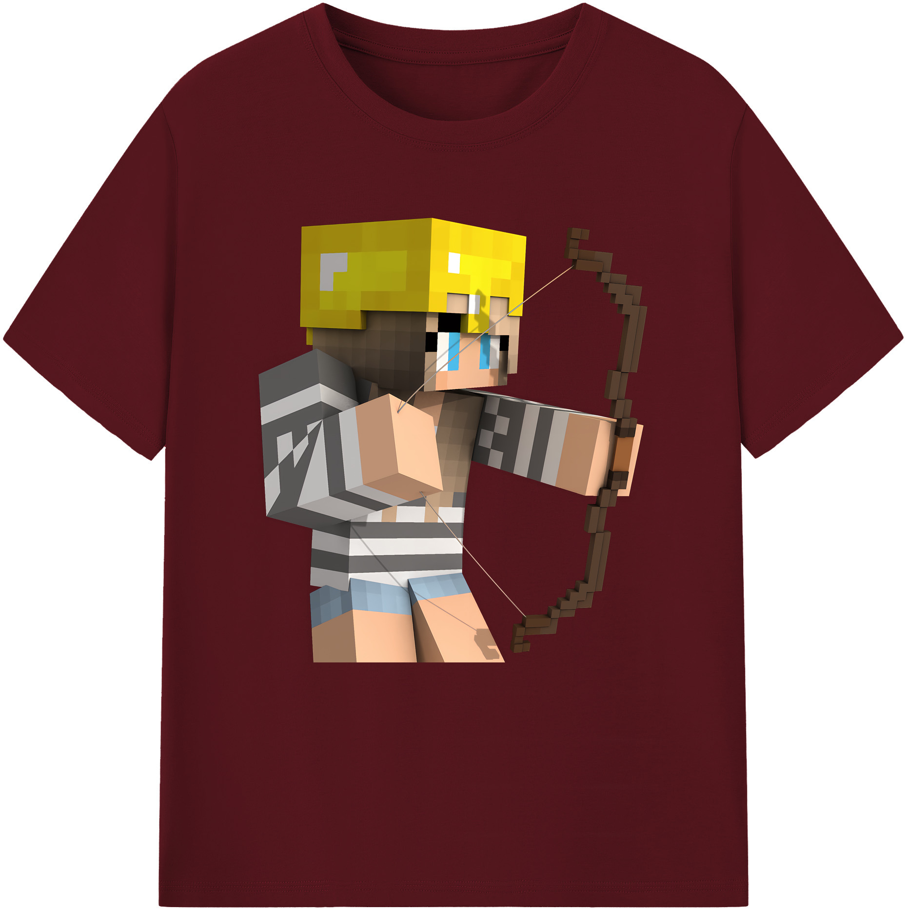 （画像用） マインクラフト ブロックの世界 Minecraft MC Block world 綿100％半袖Tシャツ（フロントプリント）